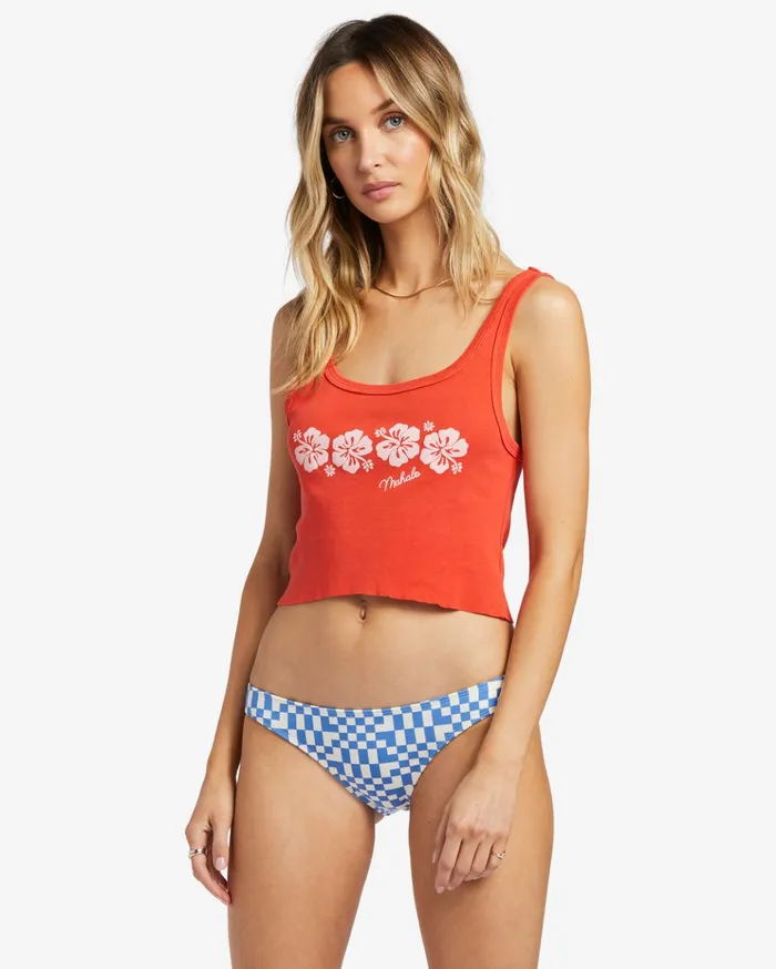 Billabong Mahalo Friend Tank Top Red Aloha Women Graphic Tees and Tanks