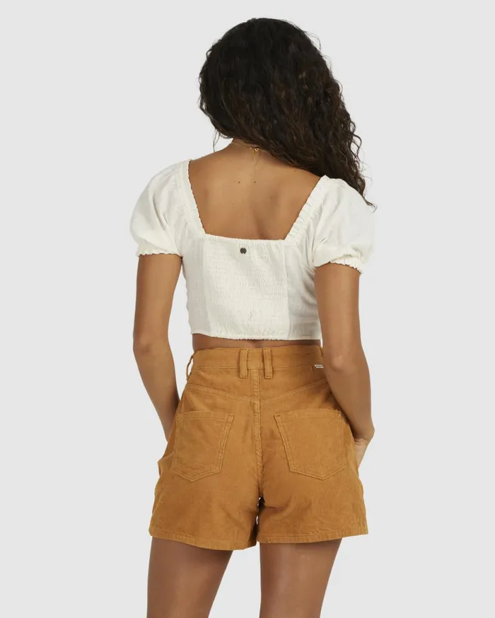 Billabong Monique Puff Sleeve Top Salt Crystal Women Tops Billabong Monique Puff Sleeve Top Salt Crystal Women Tops