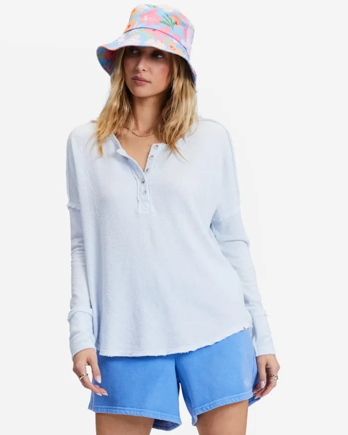 Billabong New Anyday Henley Top Rain Drop Women Tops