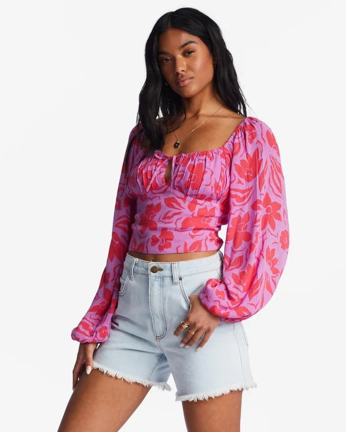 Billabong On Your Mind Crop Top Bright Orchid Women Tops Billabong On Your Mind Crop Top Bright Orchid Women Tops