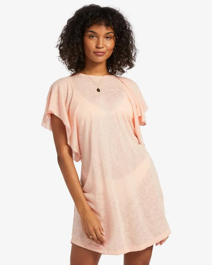 Billabong Out For Waves CoverUp Dress Soft N Peachy Women Beach Cover Ups