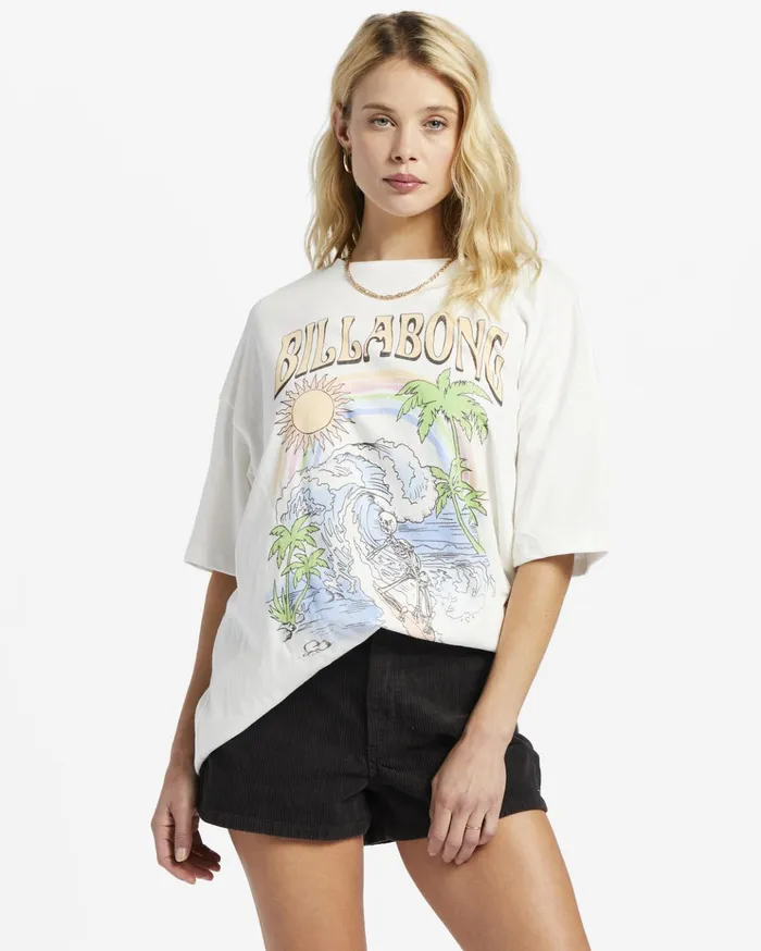 Billabong Over The Rainbow Oversized TShirt Salt Crystal Women Graphic Tees and Tanks Billabong Over The Rainbow Oversized TShirt Salt Crystal Women Graphic Tees and Tanks