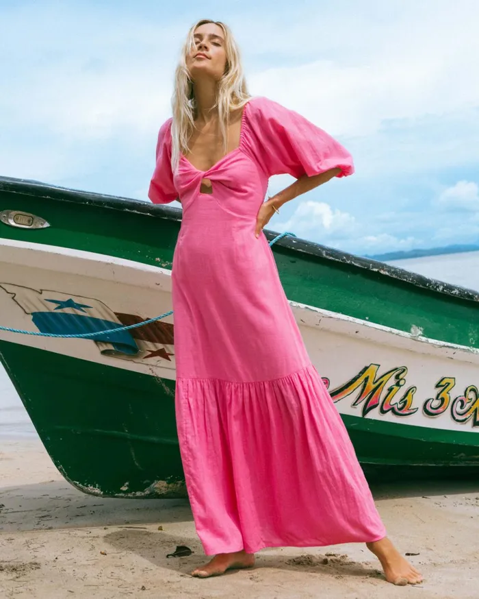 Billabong Paradise Cove Maxi Dress Flirty Fuchsia Women Dresses