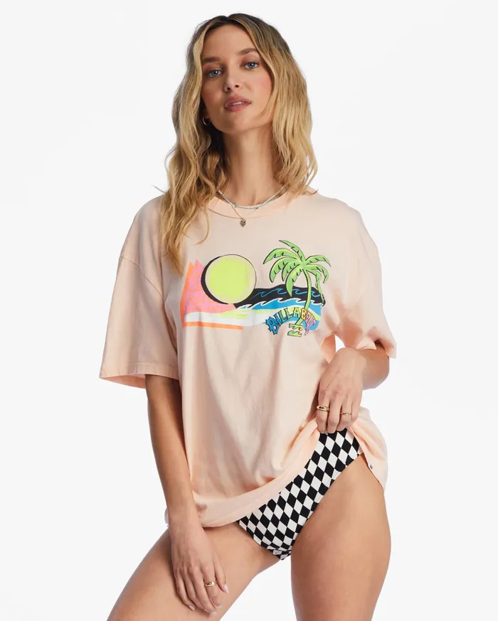 Billabong Pipe New Boy Oversized TShirt Washed Peach Women Tops Billabong Pipe New Boy Oversized TShirt Washed Peach Women Tops