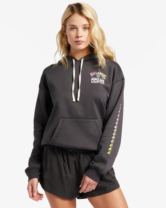 Billabong Pro Pipeline Poster Hoodie Off Black Women Hoodies and Fleece
