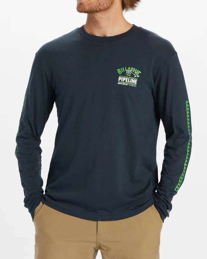Billabong Pro Pipeline Poster Long Sleeve TShirt Navy Men TShirts