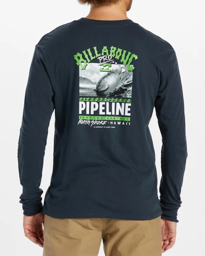 Billabong Pro Pipeline Poster Long Sleeve TShirt Navy Men TShirts Billabong Pro Pipeline Poster Long Sleeve TShirt Navy Men TShirts