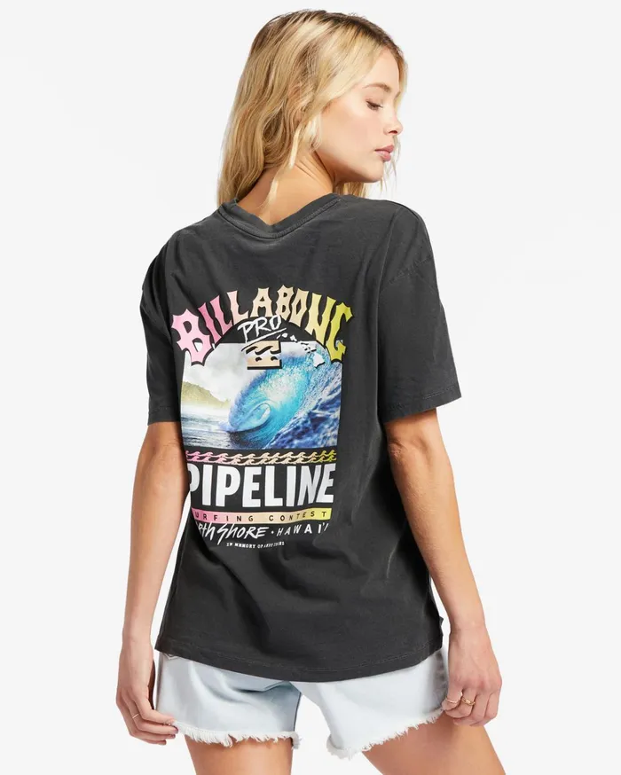 Billabong Pro Pipeline Poster Oversized TShirt Off Black Women Graphic Tees and Tanks Billabong Pro Pipeline Poster Oversized TShirt Off Black Women Graphic Tees and Tanks
