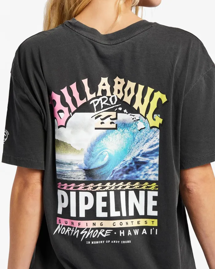 Billabong Pro Pipeline Poster Oversized TShirt Off Black Women Graphic Tees and Tanks Billabong Pro Pipeline Poster Oversized TShirt Off Black Women Graphic Tees and Tanks