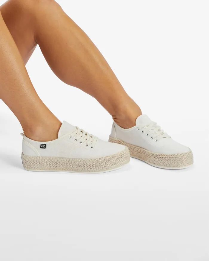 Billabong Puebla Canvas Platform Shoes White Women Shoes