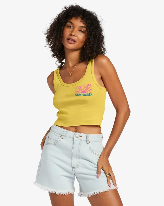 Billabong Radiate All Day Tank Top Honeybee Women Graphic Tees and Tanks