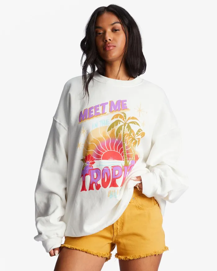 Billabong Ride In Oversized Crewneck Sweatshirt Salt Crystal 1 Women Hoodies and Fleece Billabong Ride In Oversized Crewneck Sweatshirt Salt Crystal 1 Women Hoodies and Fleece
