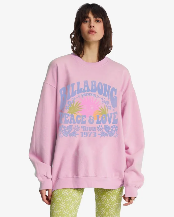Billabong Ride In Oversized Crewneck Sweatshirt Washed Pink Women Hoodies and Fleece Billabong Ride In Oversized Crewneck Sweatshirt Washed Pink Women Hoodies and Fleece