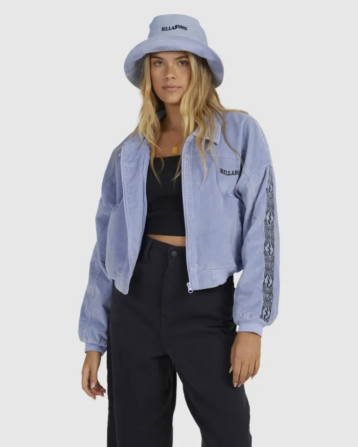 Billabong Riding The Tone Cropped Corduroy Jacket Wavy Blue Women Jackets Billabong Riding The Tone Cropped Corduroy Jacket Wavy Blue Women Jackets