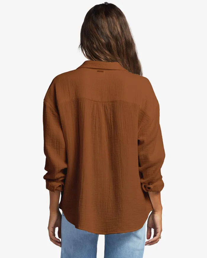 Billabong Right On Long Sleeve Shirt Toasted Coconut Women Tops Billabong Right On Long Sleeve Shirt Toasted Coconut Women Tops