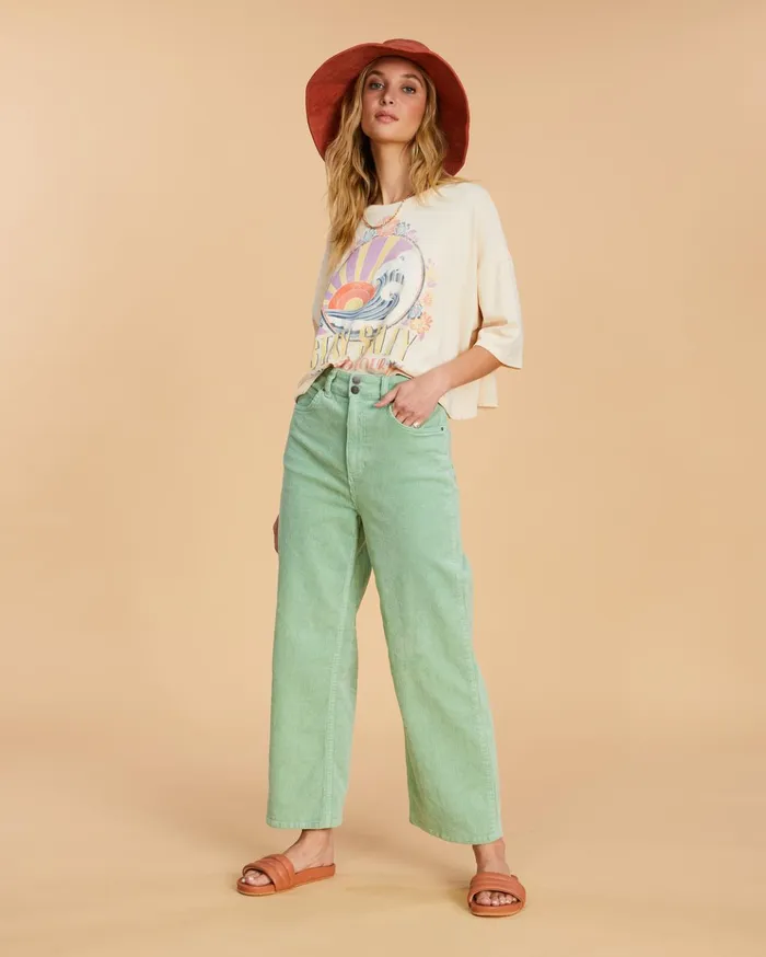 Billabong Salty Blonde Chill Out HighWaisted Corduroy Pants Washed Grass Women Pants Billabong Salty Blonde Chill Out HighWaisted Corduroy Pants Washed Grass Women Pants