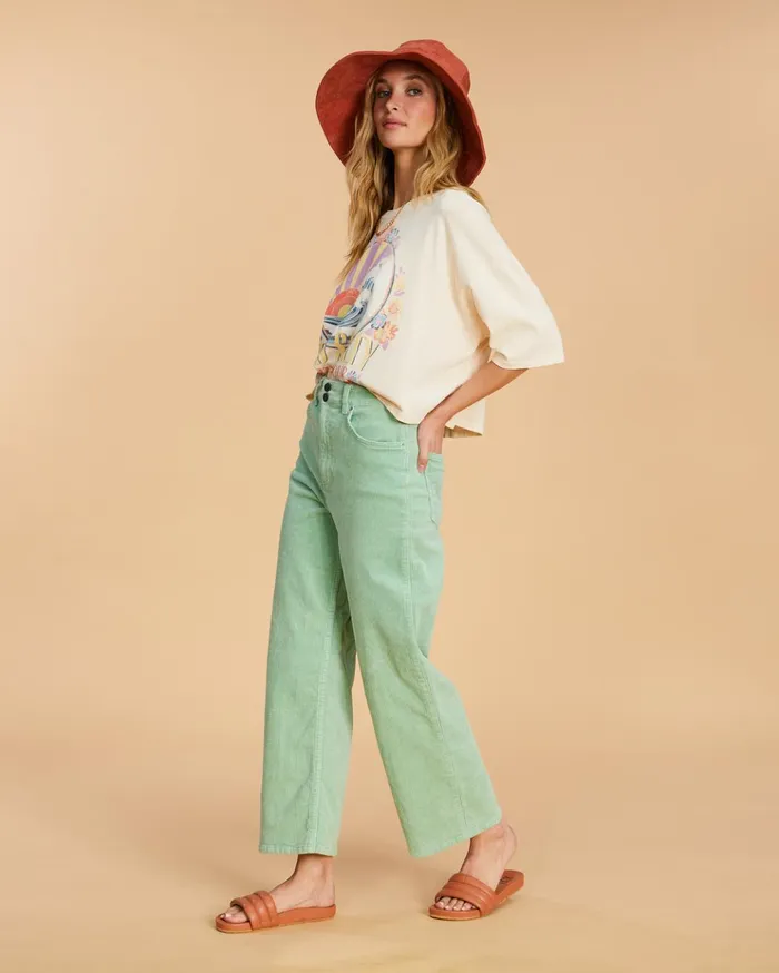 Billabong Salty Blonde Chill Out HighWaisted Corduroy Pants Washed Grass Women Pants Billabong Salty Blonde Chill Out HighWaisted Corduroy Pants Washed Grass Women Pants