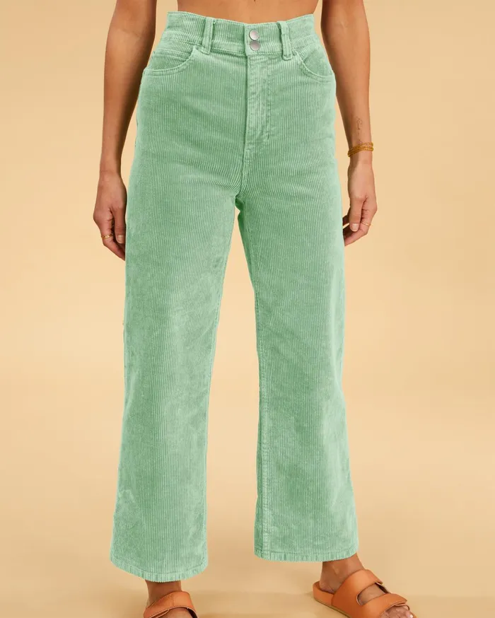 Billabong Salty Blonde Chill Out HighWaisted Corduroy Pants Washed Grass Women Pants Billabong Salty Blonde Chill Out HighWaisted Corduroy Pants Washed Grass Women Pants