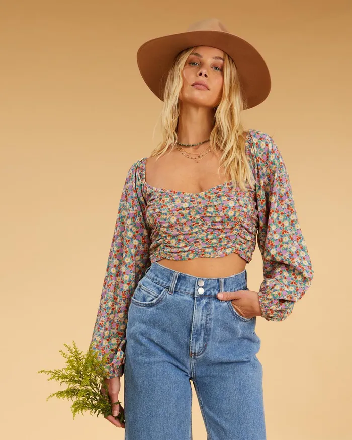 Billabong Salty Blonde Free Love Crop Top Multi Women Tops Billabong Salty Blonde Free Love Crop Top Multi Women Tops