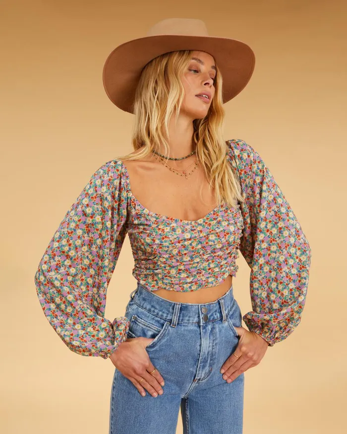 Billabong Salty Blonde Free Love Crop Top Multi Women Tops Billabong Salty Blonde Free Love Crop Top Multi Women Tops