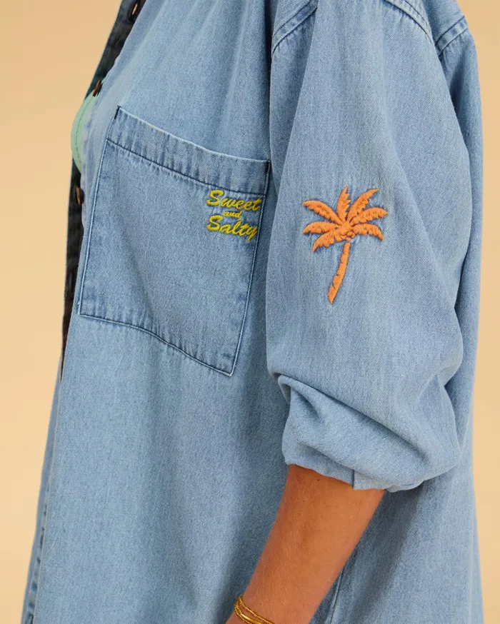 Billabong Salty Blonde In The Tide Long Sleeve Denim Shirt Salty Blue Women Tops Billabong Salty Blonde In The Tide Long Sleeve Denim Shirt Salty Blue Women Tops