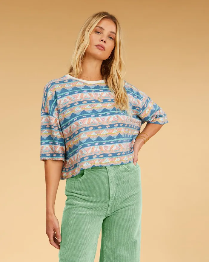 Billabong Salty Blonde Still Salty Boxy TShirt Multi Women Tops