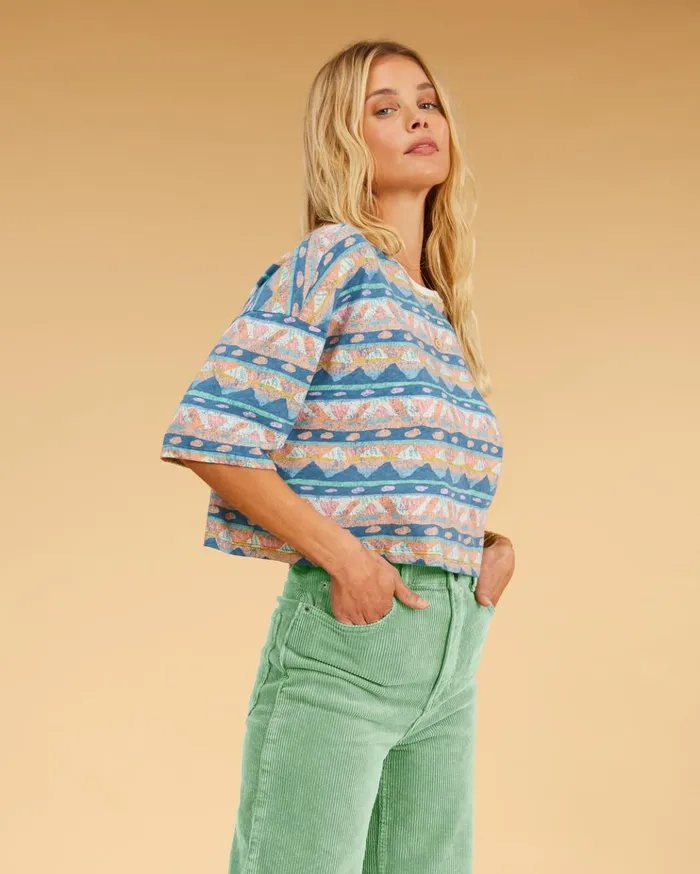 Billabong Salty Blonde Still Salty Boxy TShirt Multi Women Tops Billabong Salty Blonde Still Salty Boxy TShirt Multi Women Tops