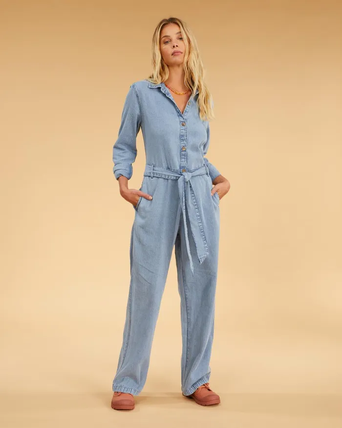 Billabong Salty Blonde Sunday Uniform Long Sleeve Jumpsuit Salty Blue Women Dresses Billabong Salty Blonde Sunday Uniform Long Sleeve Jumpsuit Salty Blue Women Dresses