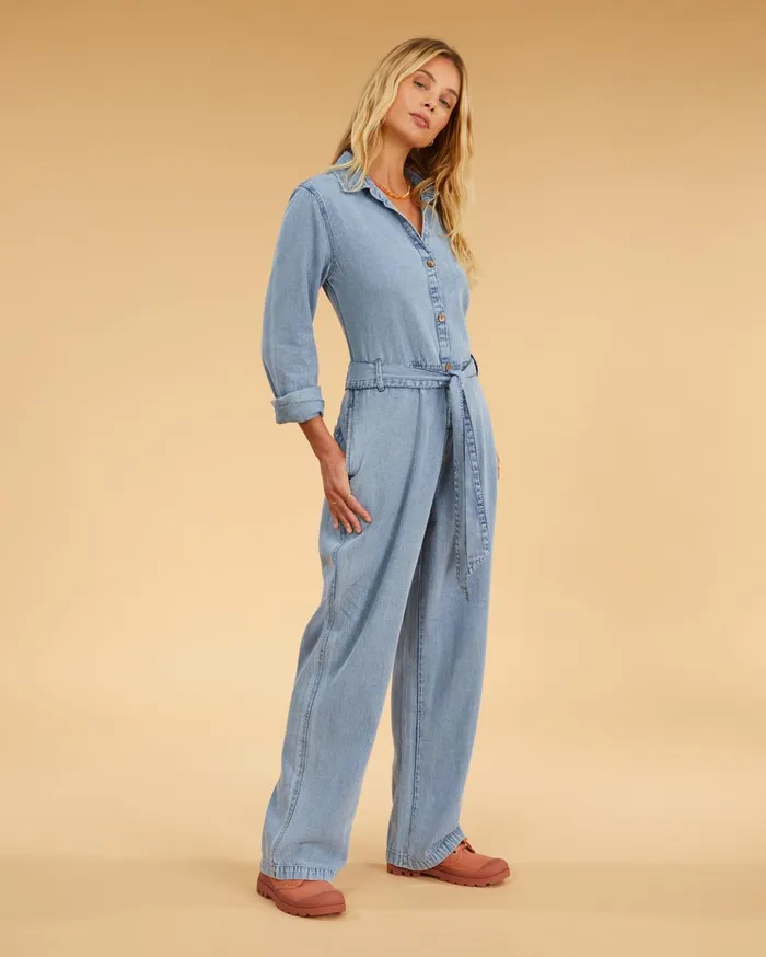 Billabong Salty Blonde Sunday Uniform Long Sleeve Jumpsuit Salty Blue Women Dresses Billabong Salty Blonde Sunday Uniform Long Sleeve Jumpsuit Salty Blue Women Dresses