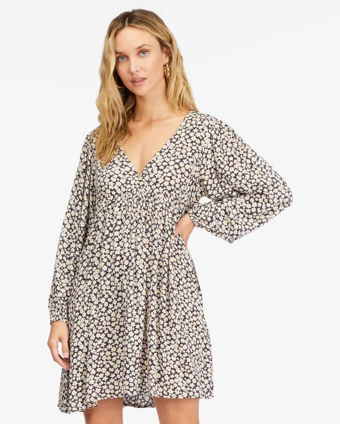 Billabong Secret Wish Long Sleeve Babydoll Dress Off Black Women Dresses Billabong Secret Wish Long Sleeve Babydoll Dress Off Black Women Dresses