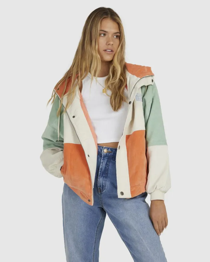 Billabong Set The Tone Hooded Corduroy Jacket Multi Women Jackets Billabong Set The Tone Hooded Corduroy Jacket Multi Women Jackets