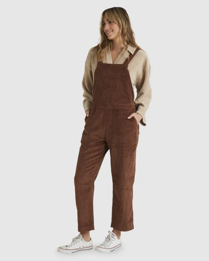 Billabong So Stoked Overalls Dark Choc Women Dresses Billabong So Stoked Overalls Dark Choc Women Dresses