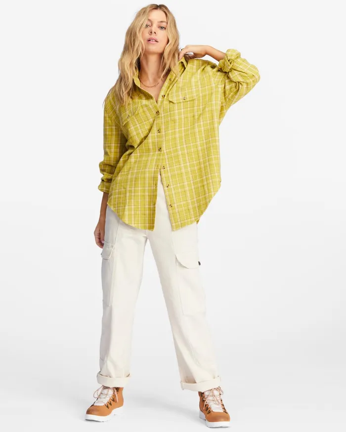 Billabong So Stoked Oversized ButtonDown Flannel Shirt Green Envy Women Tops Billabong So Stoked Oversized ButtonDown Flannel Shirt Green Envy Women Tops