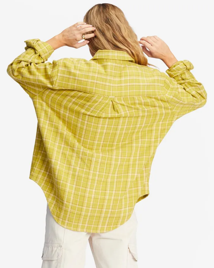 Billabong So Stoked Oversized ButtonDown Flannel Shirt Green Envy Women Tops Billabong So Stoked Oversized ButtonDown Flannel Shirt Green Envy Women Tops