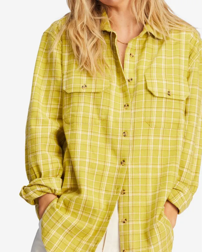 Billabong So Stoked Oversized ButtonDown Flannel Shirt Green Envy Women Tops Billabong So Stoked Oversized ButtonDown Flannel Shirt Green Envy Women Tops