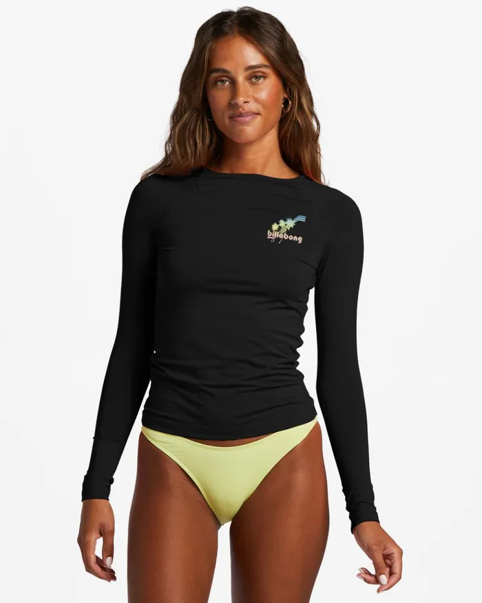 Billabong Sol Searcher Long Sleeve UPF 50 Rashguard Black Pebble Women Rashguards and Bodysuits Billabong Sol Searcher Long Sleeve UPF 50 Rashguard Black Pebble Women Rashguards and Bodysuits