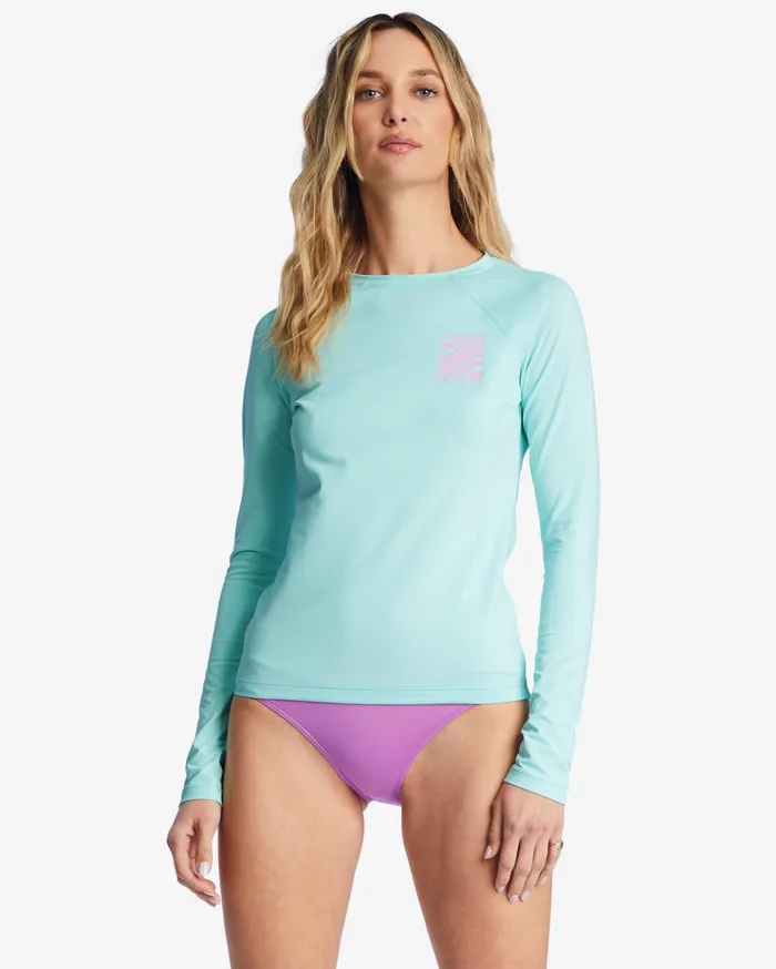 Billabong Sol Searcher Long Sleeve UPF 50 Rashguard Pure Aqua Women Rashguards and Bodysuits Billabong Sol Searcher Long Sleeve UPF 50 Rashguard Pure Aqua Women Rashguards and Bodysuits
