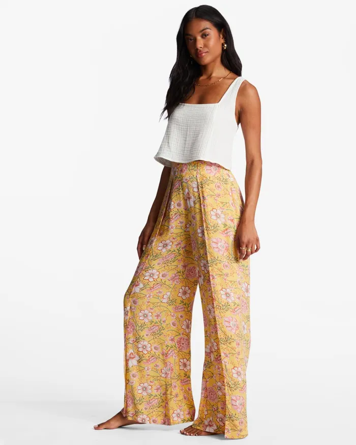 Billabong Split Spirit Floral Pants Golden Peach Women Pants