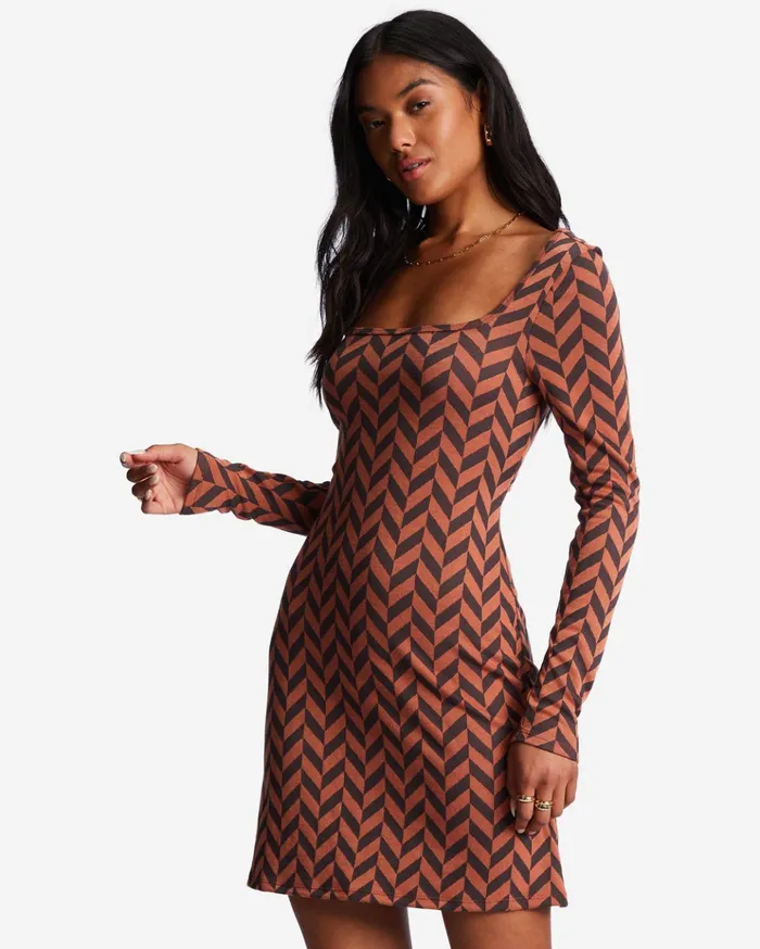Billabong Still Your Girl Long Sleeve Jersey Dress Brick Women Dresses Billabong Still Your Girl Long Sleeve Jersey Dress Brick Women Dresses