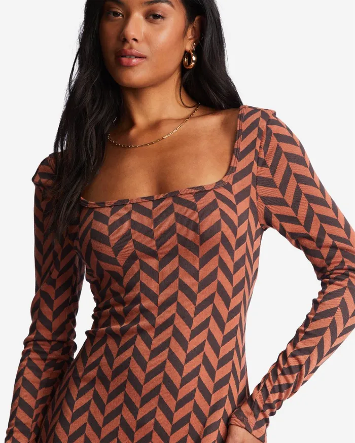 Billabong Still Your Girl Long Sleeve Jersey Dress Brick Women Dresses Billabong Still Your Girl Long Sleeve Jersey Dress Brick Women Dresses
