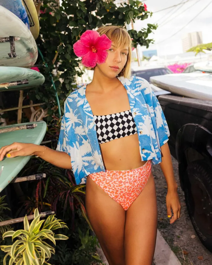 Billabong Sun Is Shining Cropped Shirt Blue Hawaii Women Tops