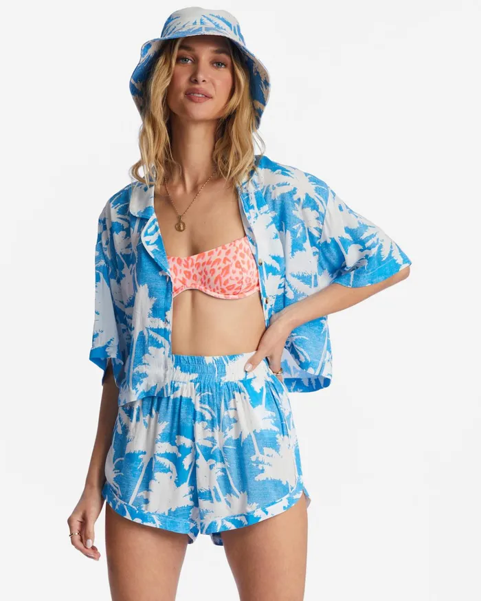 Billabong Sun Is Shining Cropped Shirt Blue Hawaii Women Tops Billabong Sun Is Shining Cropped Shirt Blue Hawaii Women Tops