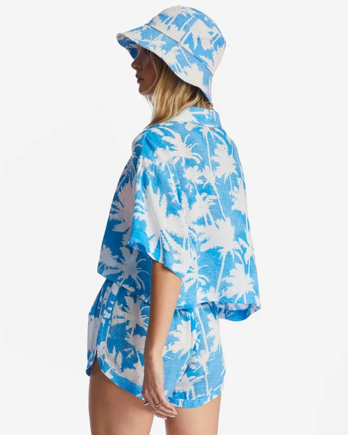 Billabong Sun Is Shining Cropped Shirt Blue Hawaii Women Tops Billabong Sun Is Shining Cropped Shirt Blue Hawaii Women Tops