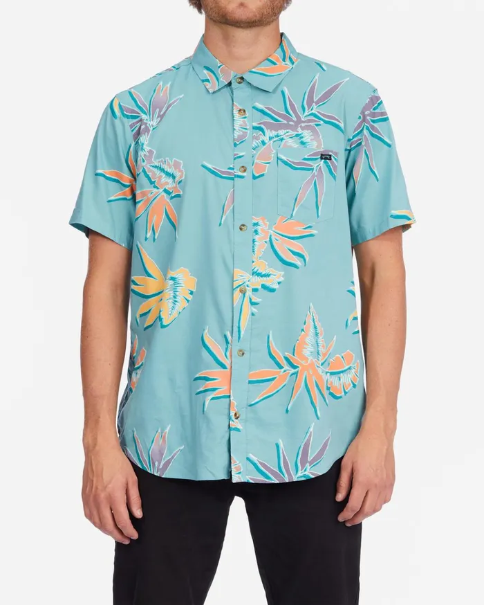 Billabong Sundays Floral Short Sleeve Shirt Light Marine Men Shirts