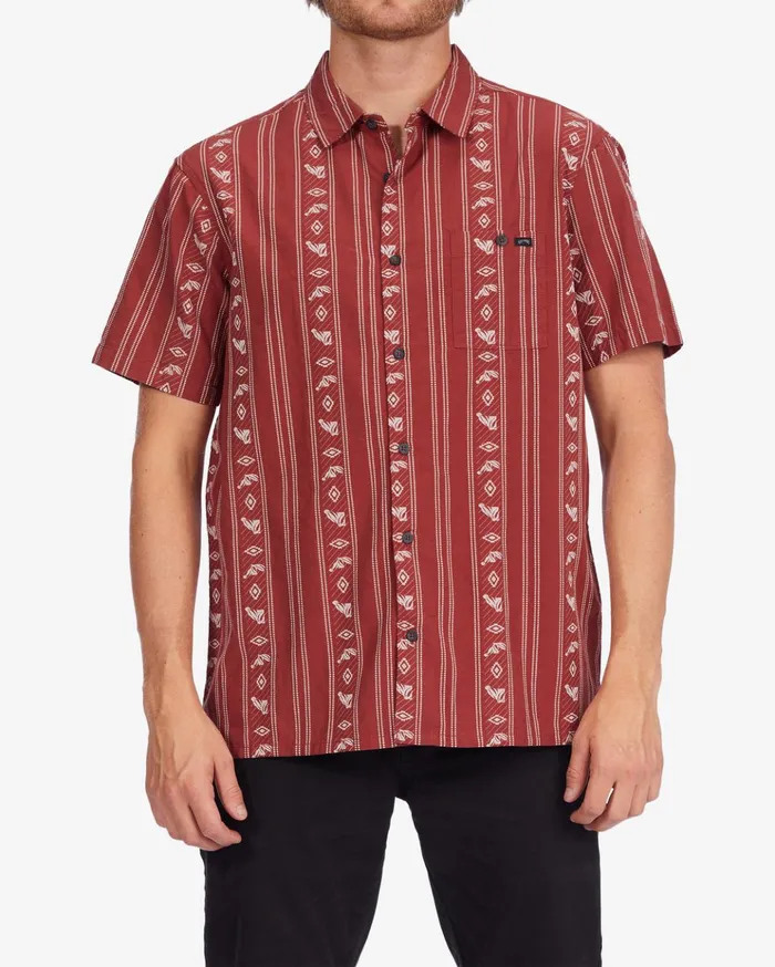 Billabong Sundays Jacquard Short Sleeve Shirt Oxblood Men Shirts