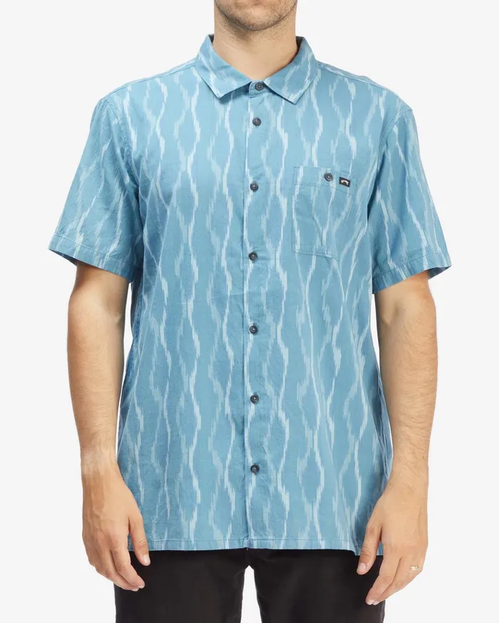 Billabong Sundays Jacquard Short Sleeve Shirt Smoke Blue Men Shirts