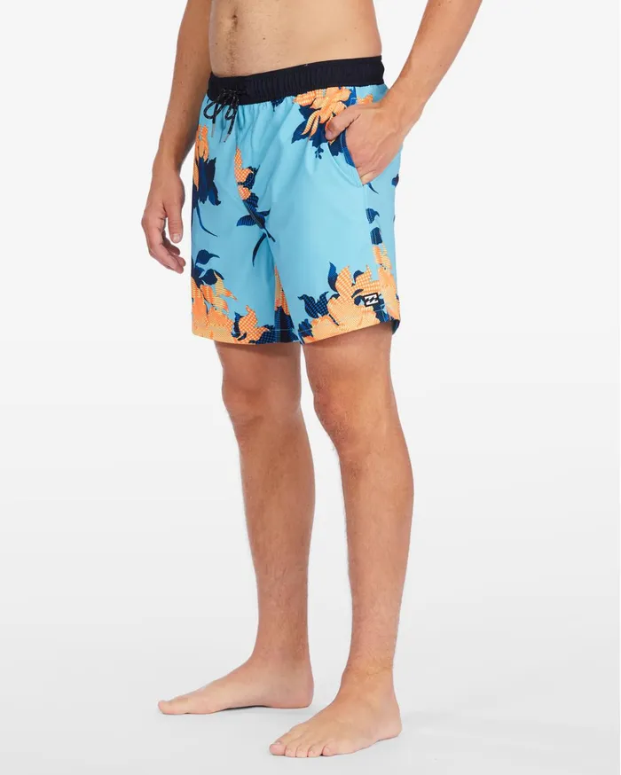 Billabong Sundays Layback Boardshorts 17quot Neon Blue Men Elastic Waist Boardshorts Billabong Sundays Layback Boardshorts 17quot Neon Blue Men Elastic Waist Boardshorts