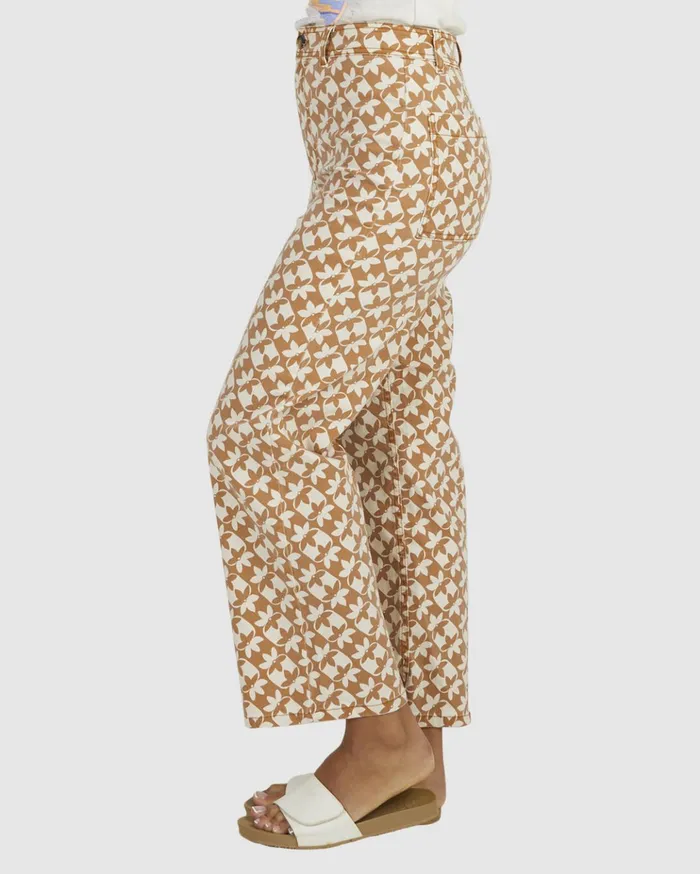 Billabong Sundial Cropped Pants Brown Women Denim Billabong Sundial Cropped Pants Brown Women Denim
