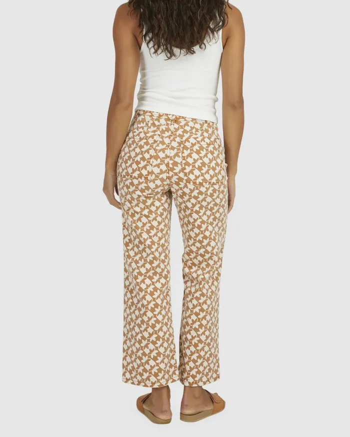 Billabong Sundial Cropped Pants Brown Women Denim Billabong Sundial Cropped Pants Brown Women Denim