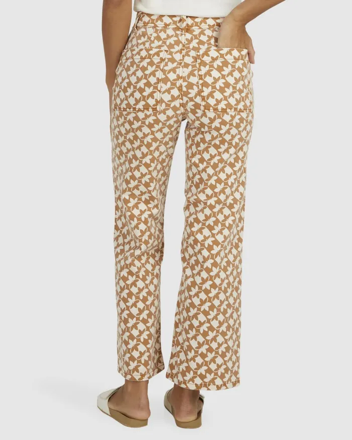 Billabong Sundial Cropped Pants Brown Women Denim Billabong Sundial Cropped Pants Brown Women Denim